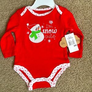 ☃️NWT “I’m Snow Cute” Red Snowman Onesie Size 6M